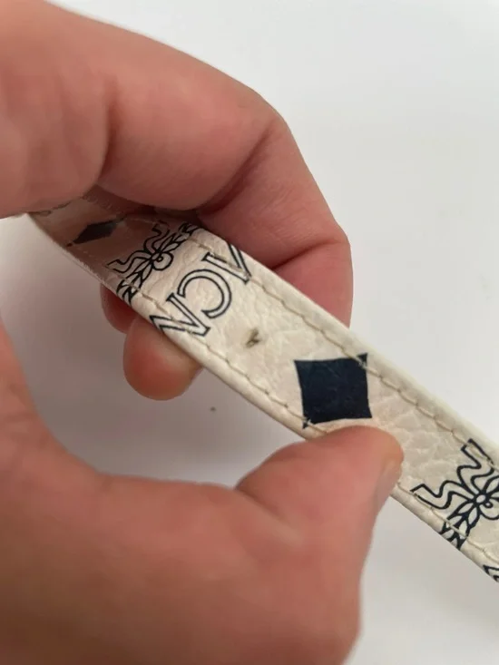 MCM Cream and Black Logo Crossbody with Gold Plaque - Picture 9 of 11